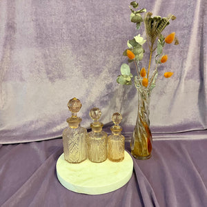 Vintage Set of Peach Tone Apothecary Bottles