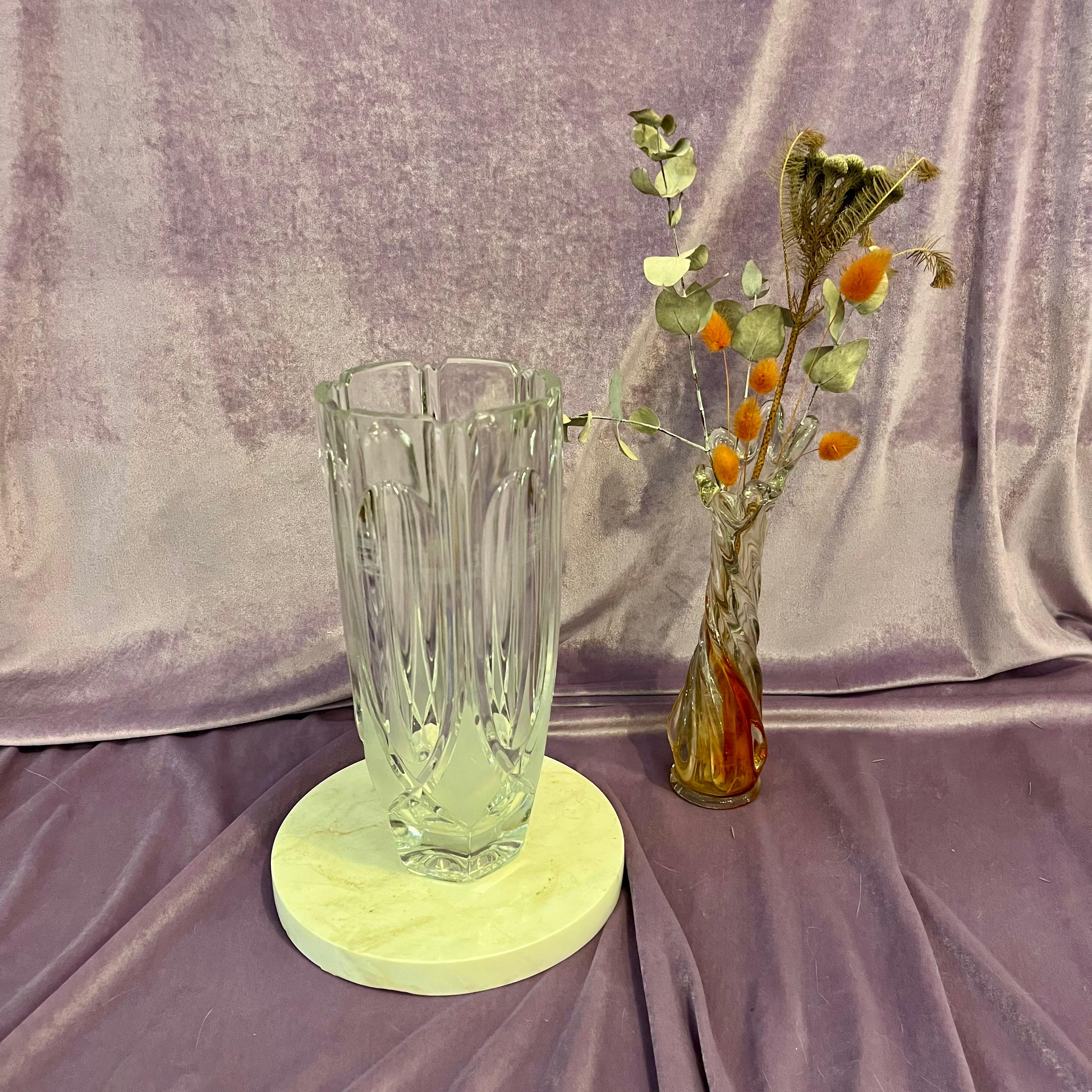 Cut Crystal Vase with Fluted Panel Design