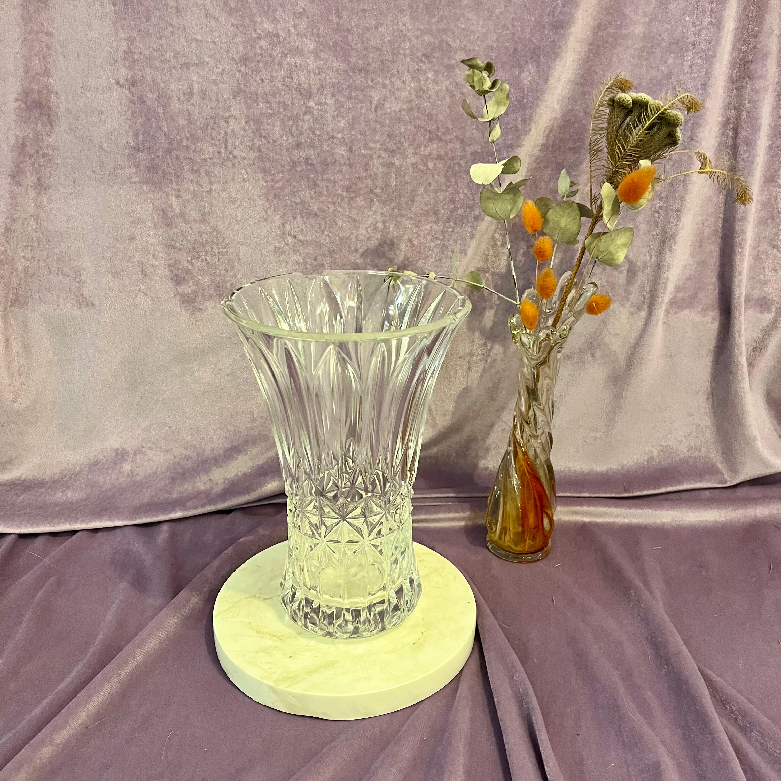 Vintage Flute Vase with Faceted Design