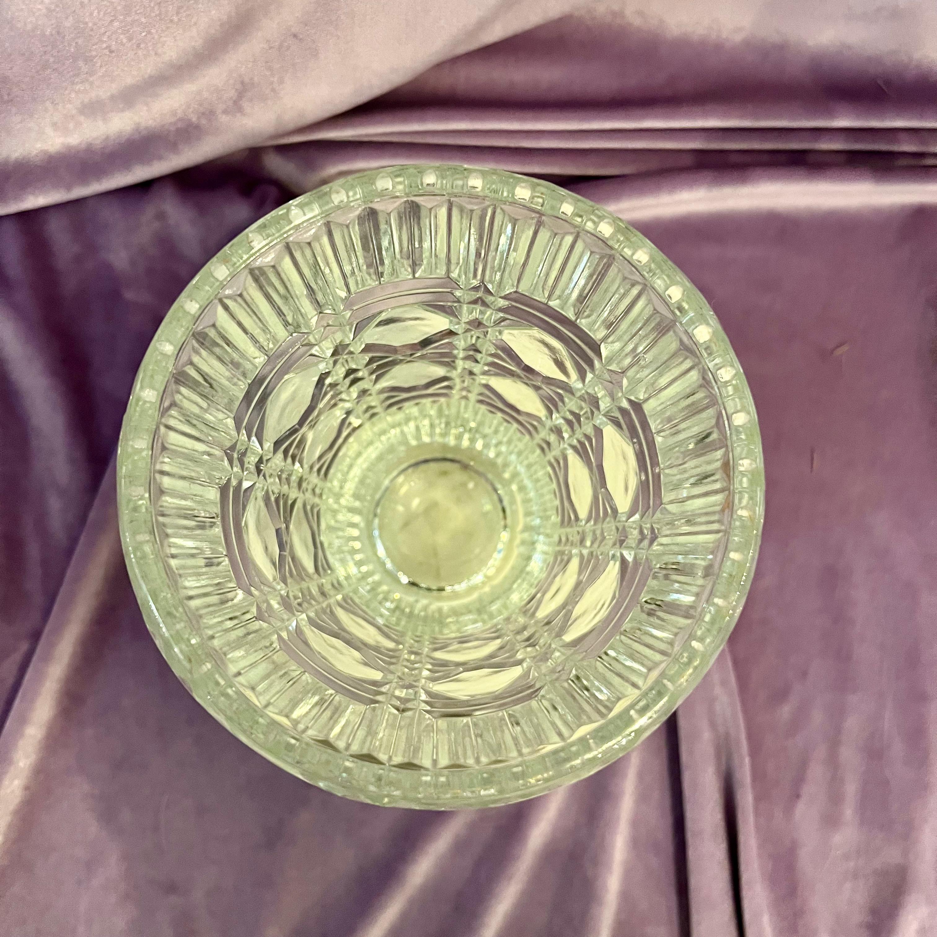 Cut Crystal Vase with Geometric Diamond Patten