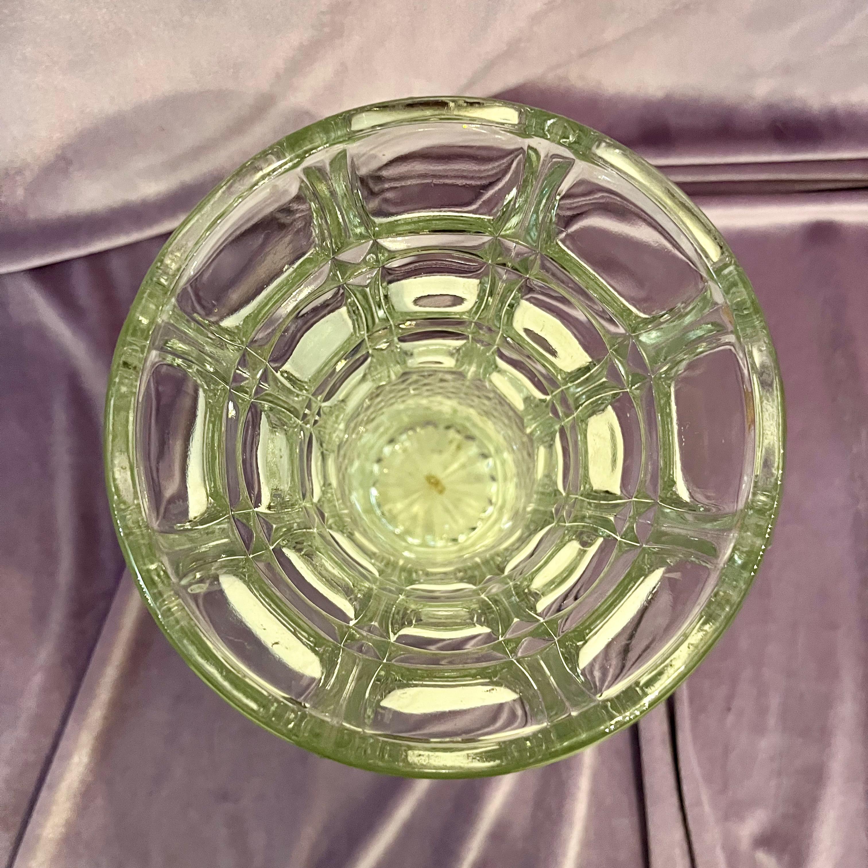 Cut Crystal Trumpet Vase with Diamond Base and Geometric Detailing