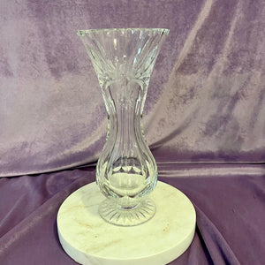 Vintage Cut Crystal Vase with Etched Floral Design