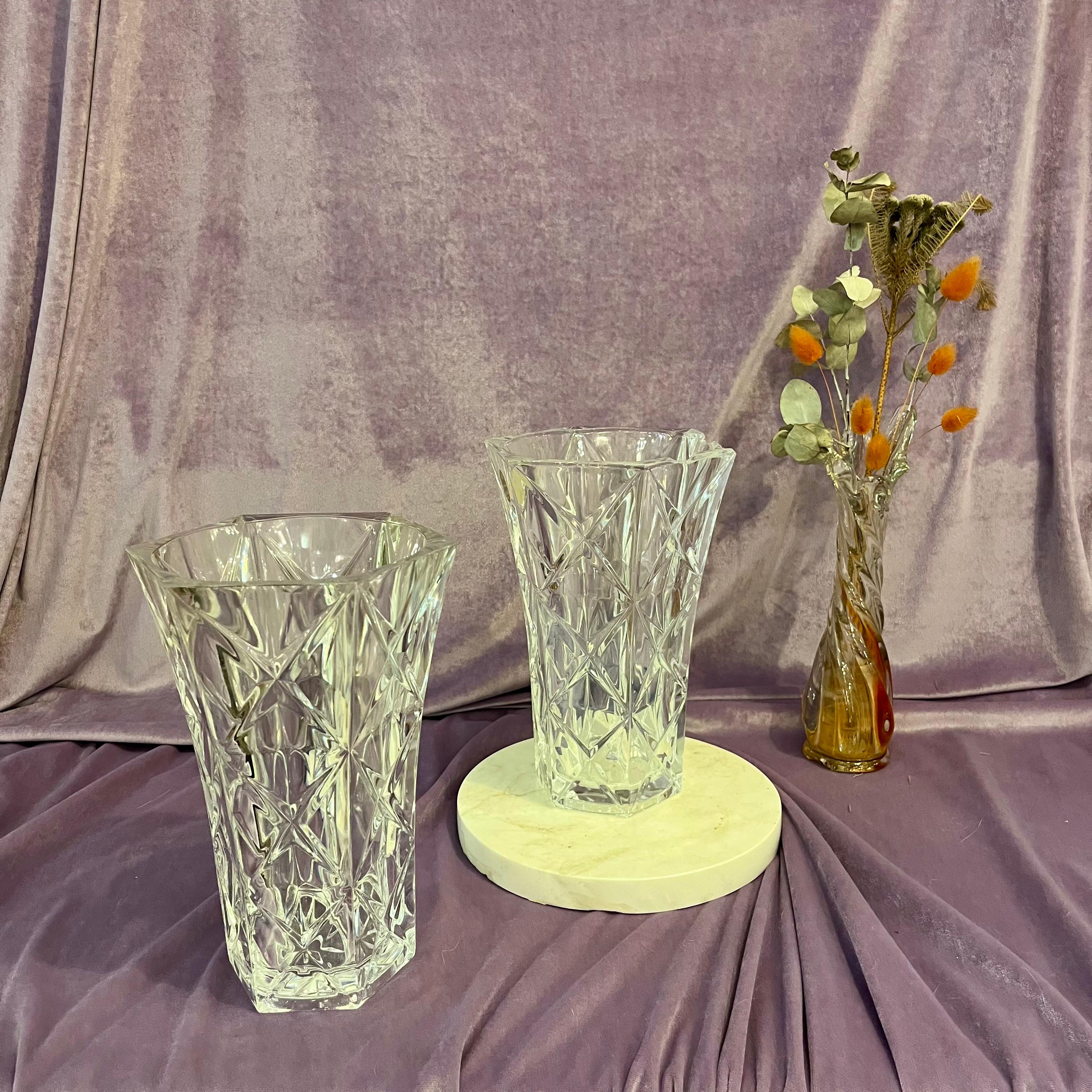 Antique French Crystal Vases with Original Sticker