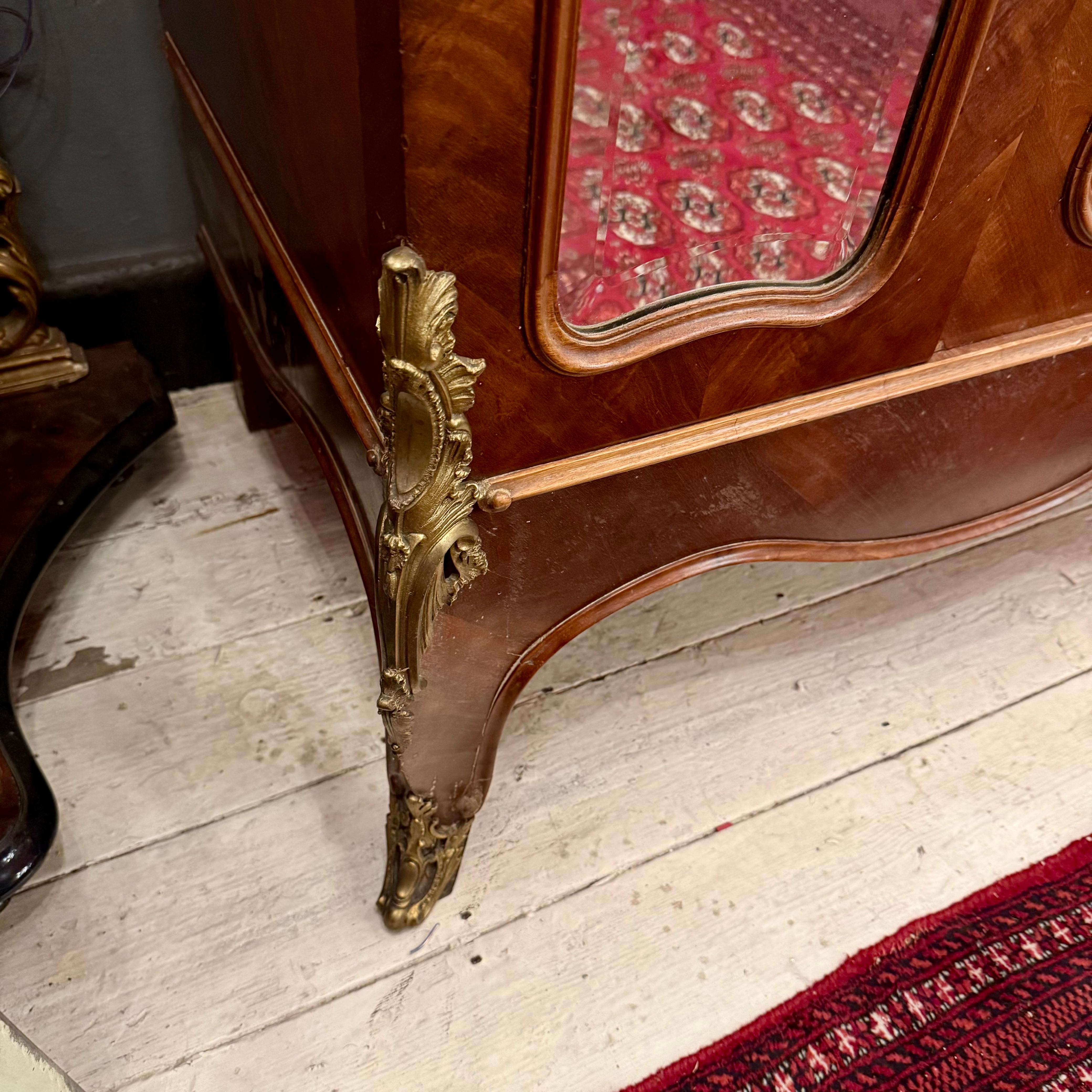 French Louis XV-Style Mirror Front Single Armoire, c. 1890