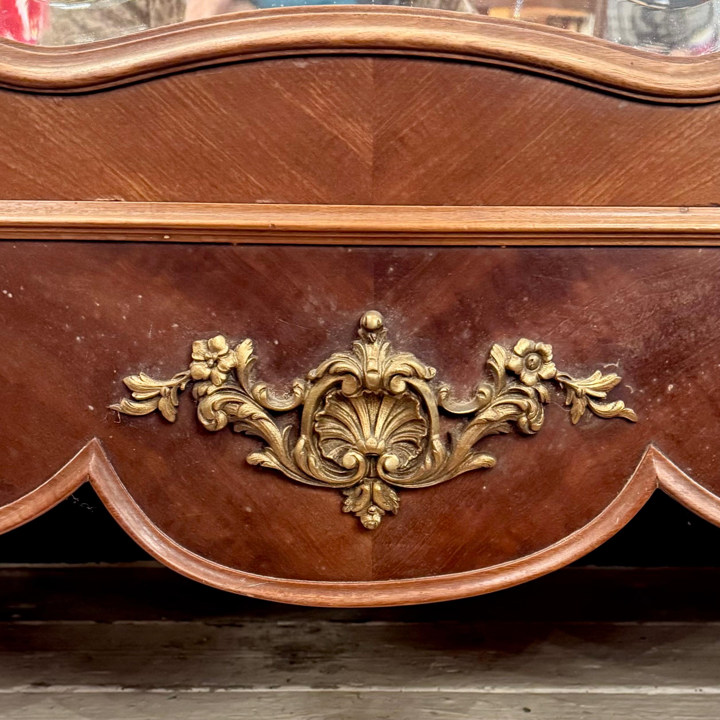 French Louis XV-Style Mirror Front Single Armoire, c. 1890