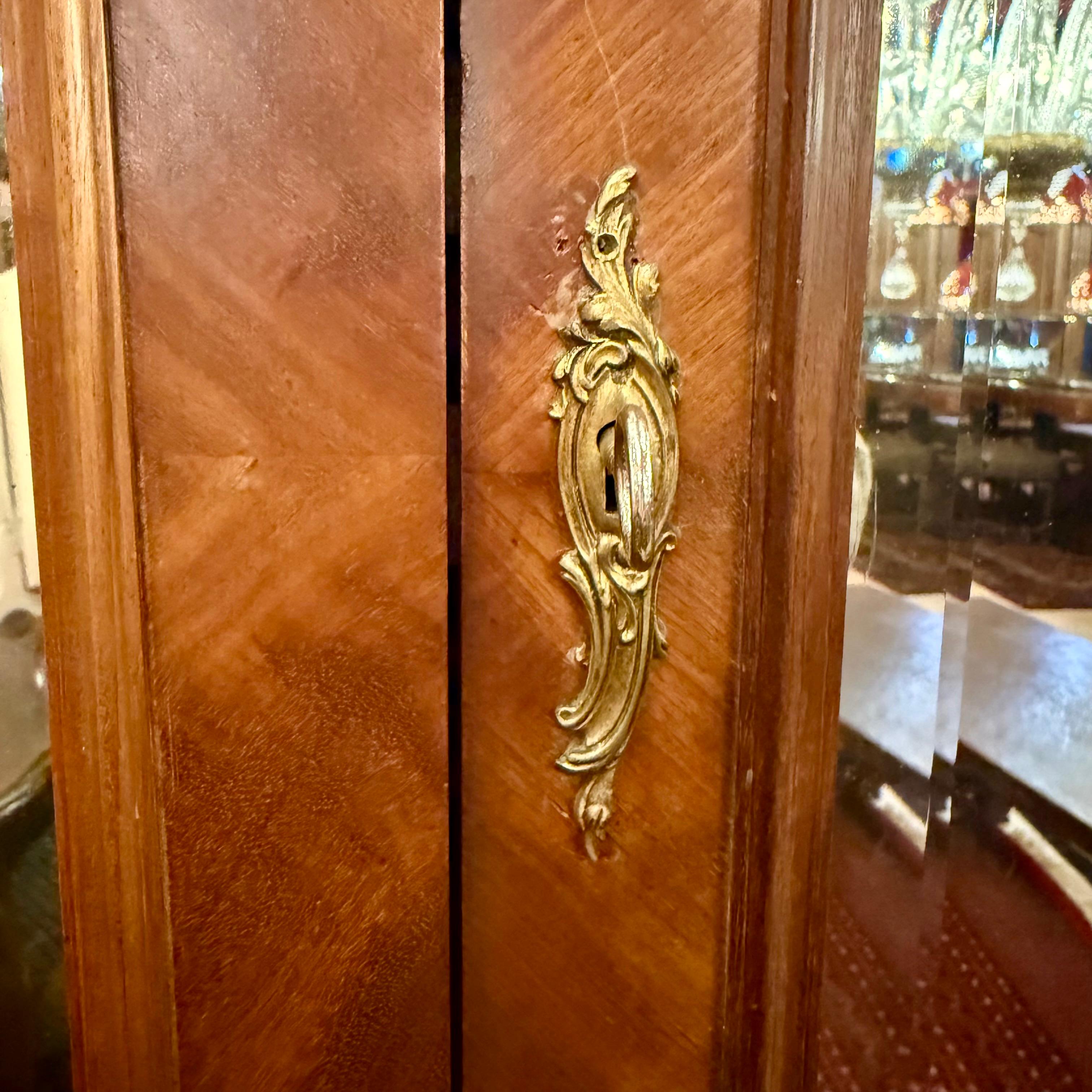 French Louis XV-Style Mirror Front Single Armoire, c. 1890