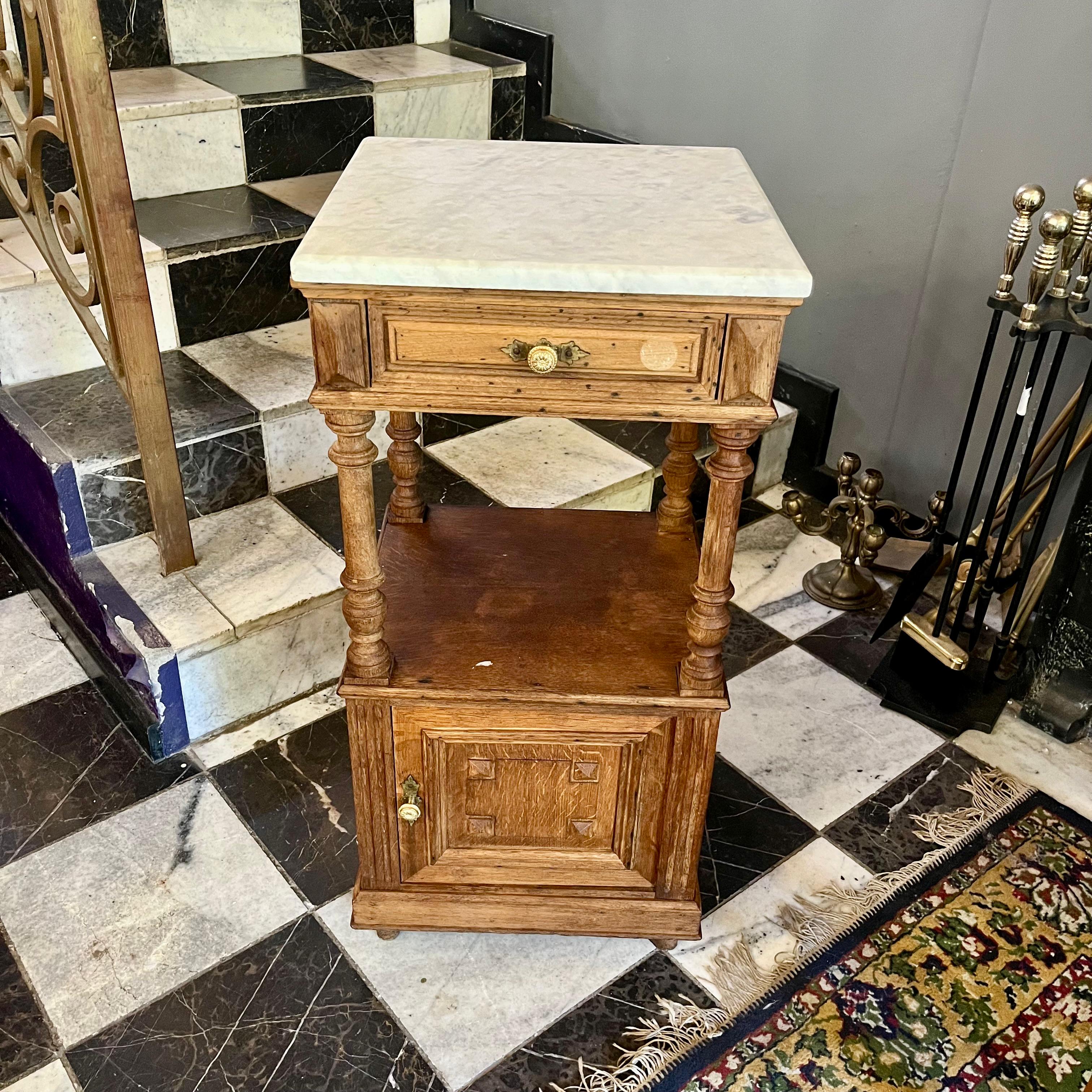 French Country Chic Pedestal with White Marble Top