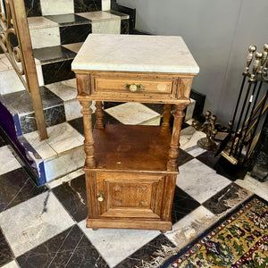 French Country Chic Pedestal with White Marble Top