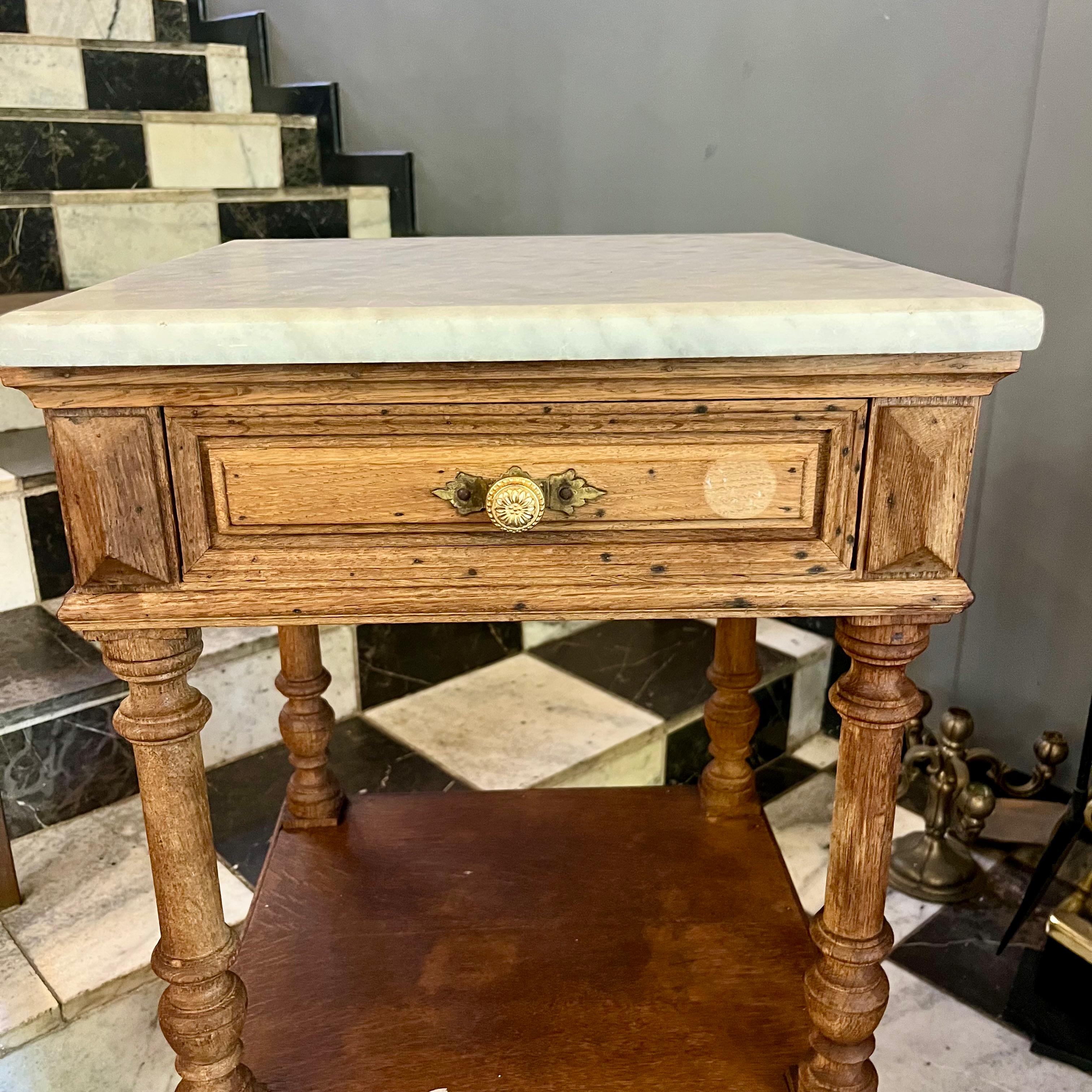 French Country Chic Pedestal with White Marble Top