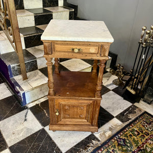 French Country Chic Pedestal with White Marble Top
