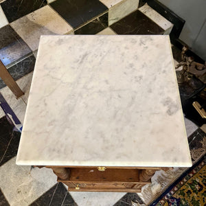 French Country Chic Pedestal with White Marble Top