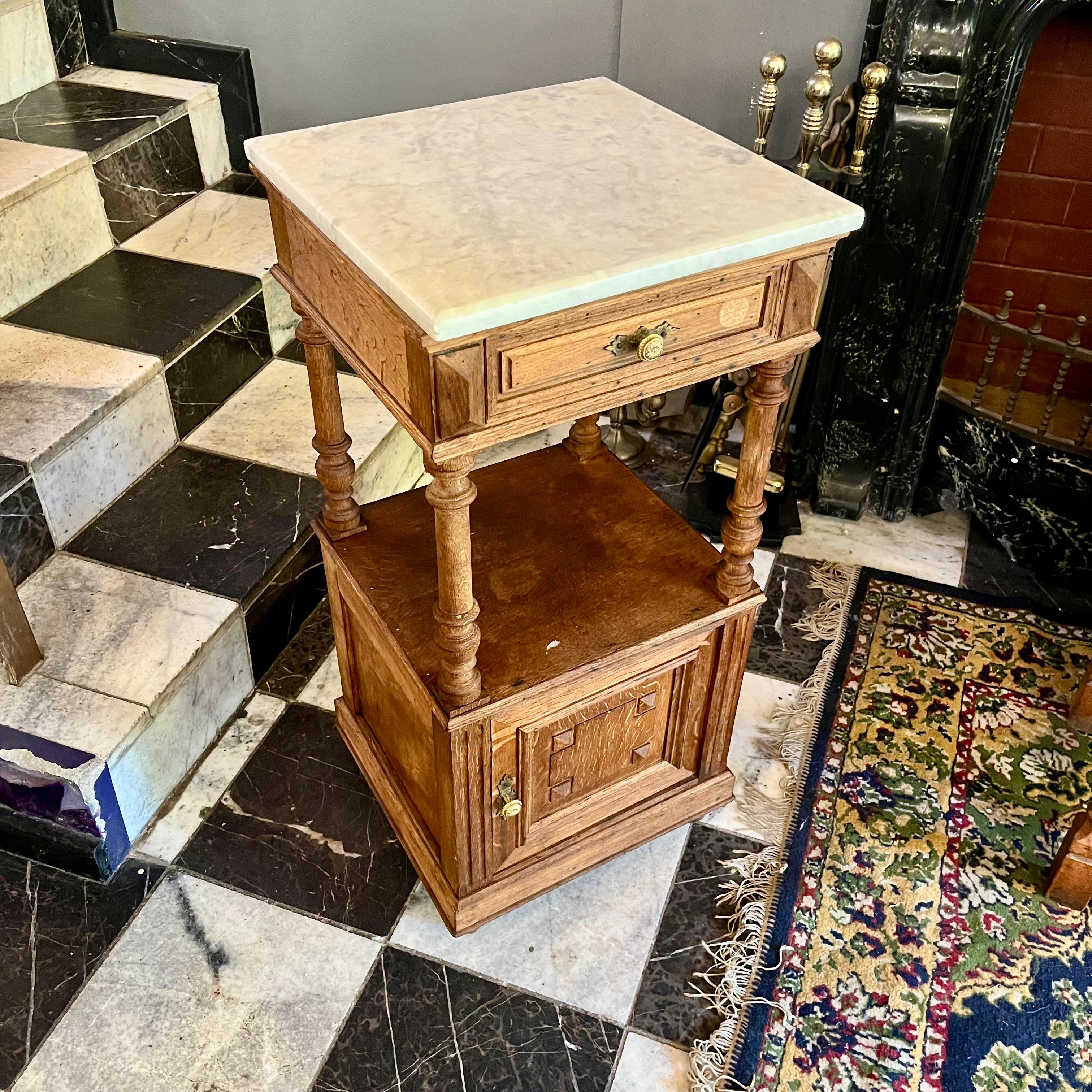 French Country Chic Pedestal with White Marble Top