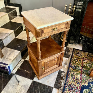 French Country Chic Pedestal with White Marble Top