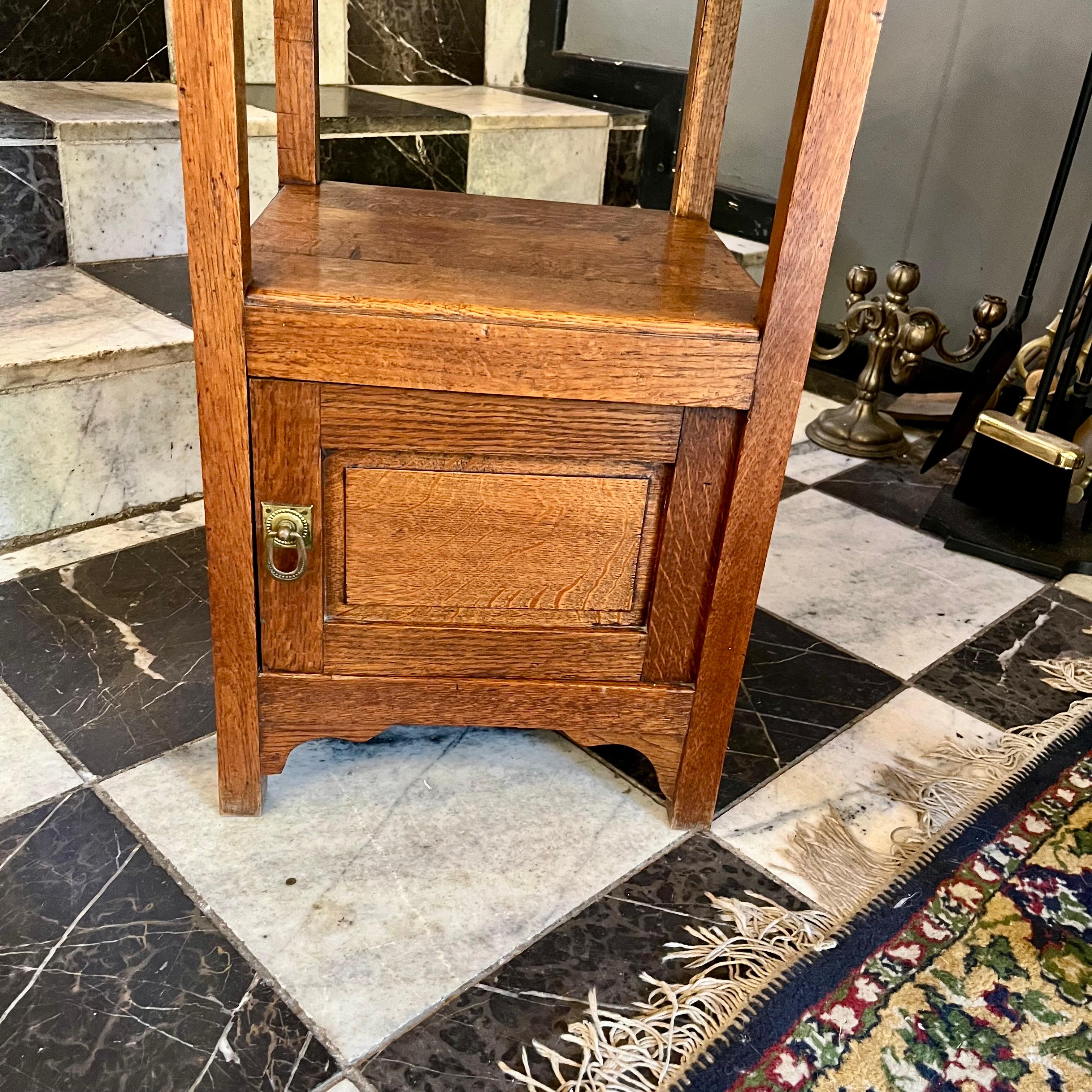 French Oak Pedestal with Beige Marble Top