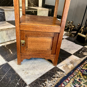 French Oak Pedestal with Beige Marble Top