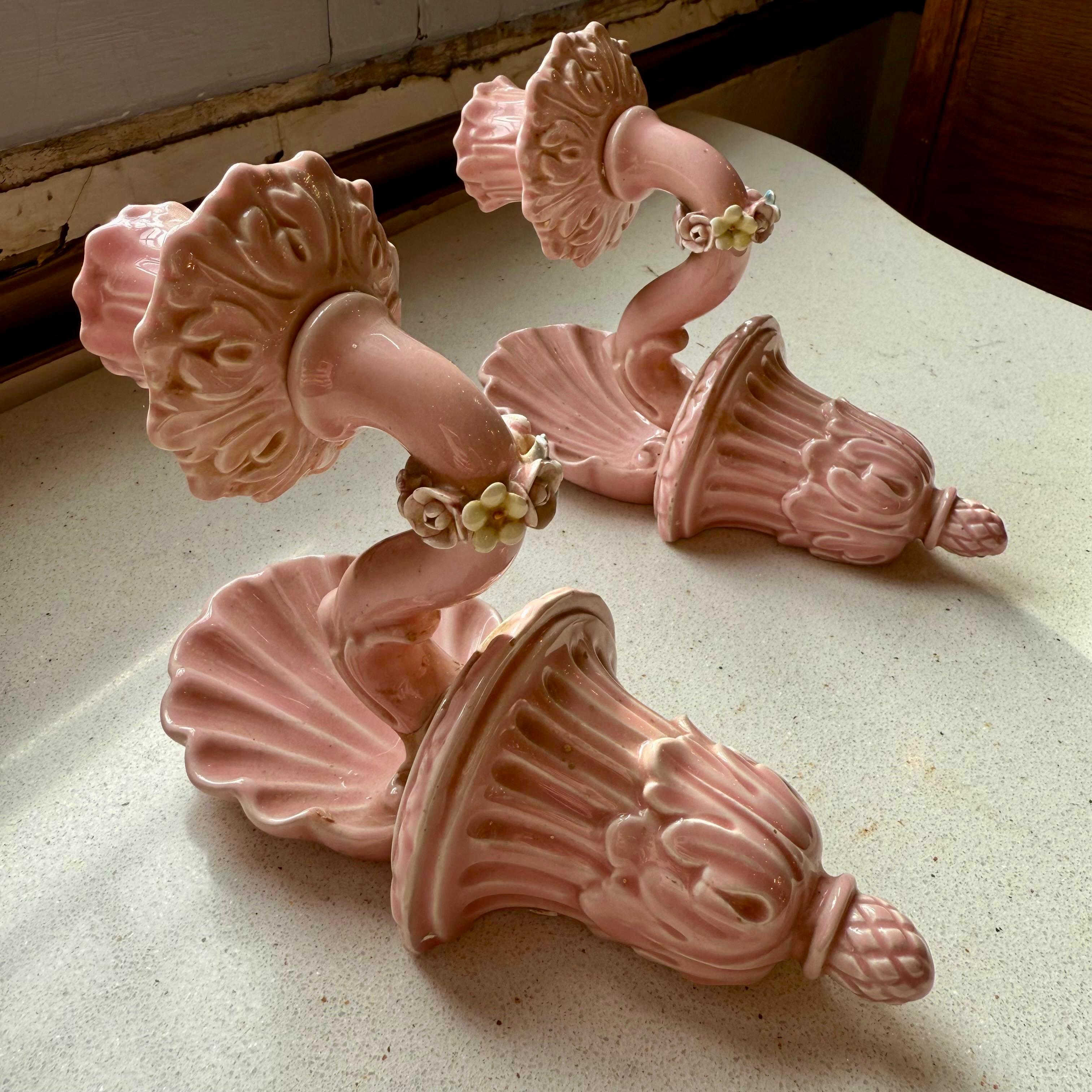 1930s Vintage Italian Porcelain Sconces - SOLD