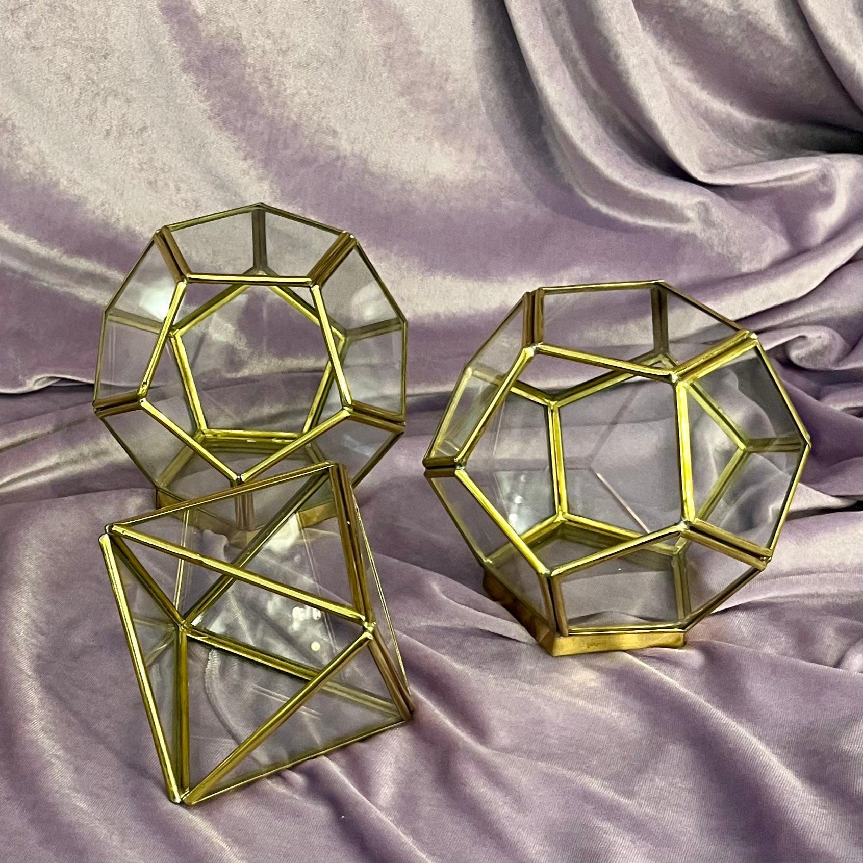 Geometric Glass Terrariums with Brass Framing