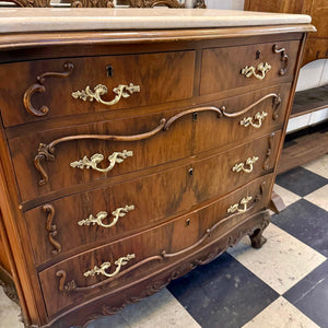 French Louis XV–Style Mahogany Commode with Marble Top