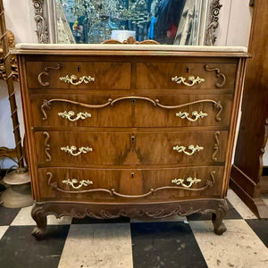 French Louis XV–Style Mahogany Commode with Marble Top