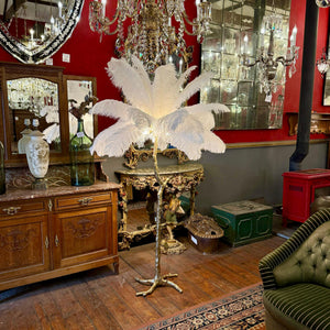 Solid Brass Ostrich Feather Floor Lamp, Contemporary