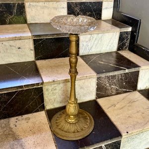 Vintage Brass and Crystal Standing Ashtray
