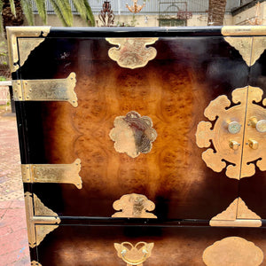 Vintage Korean Tansu Chest with Brass Mounts