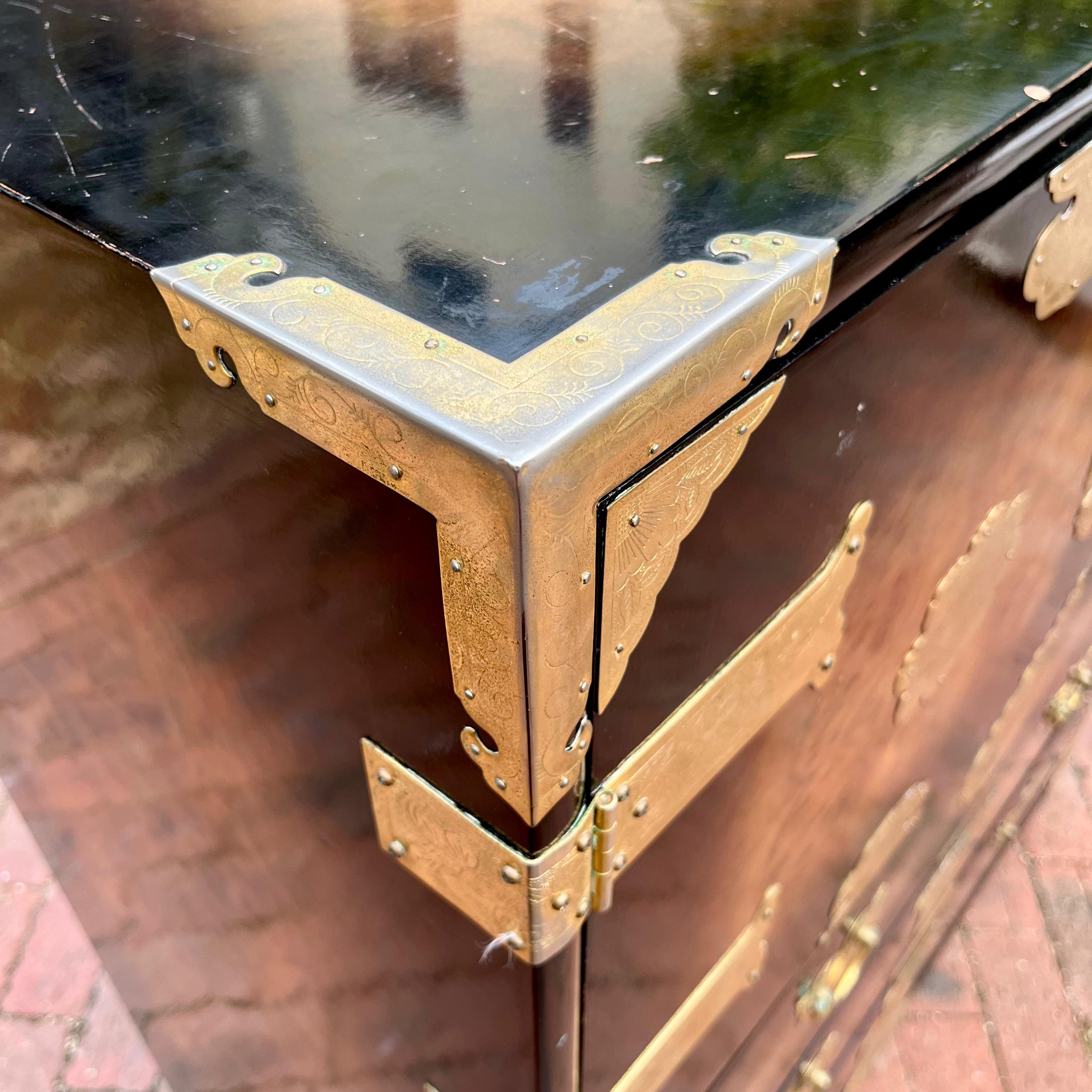 Vintage Korean Tansu Chest with Brass Mounts
