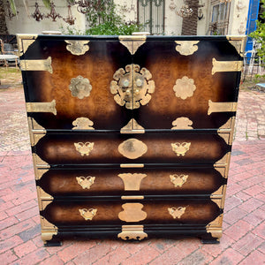 Vintage Korean Tansu Chest with Brass Mounts