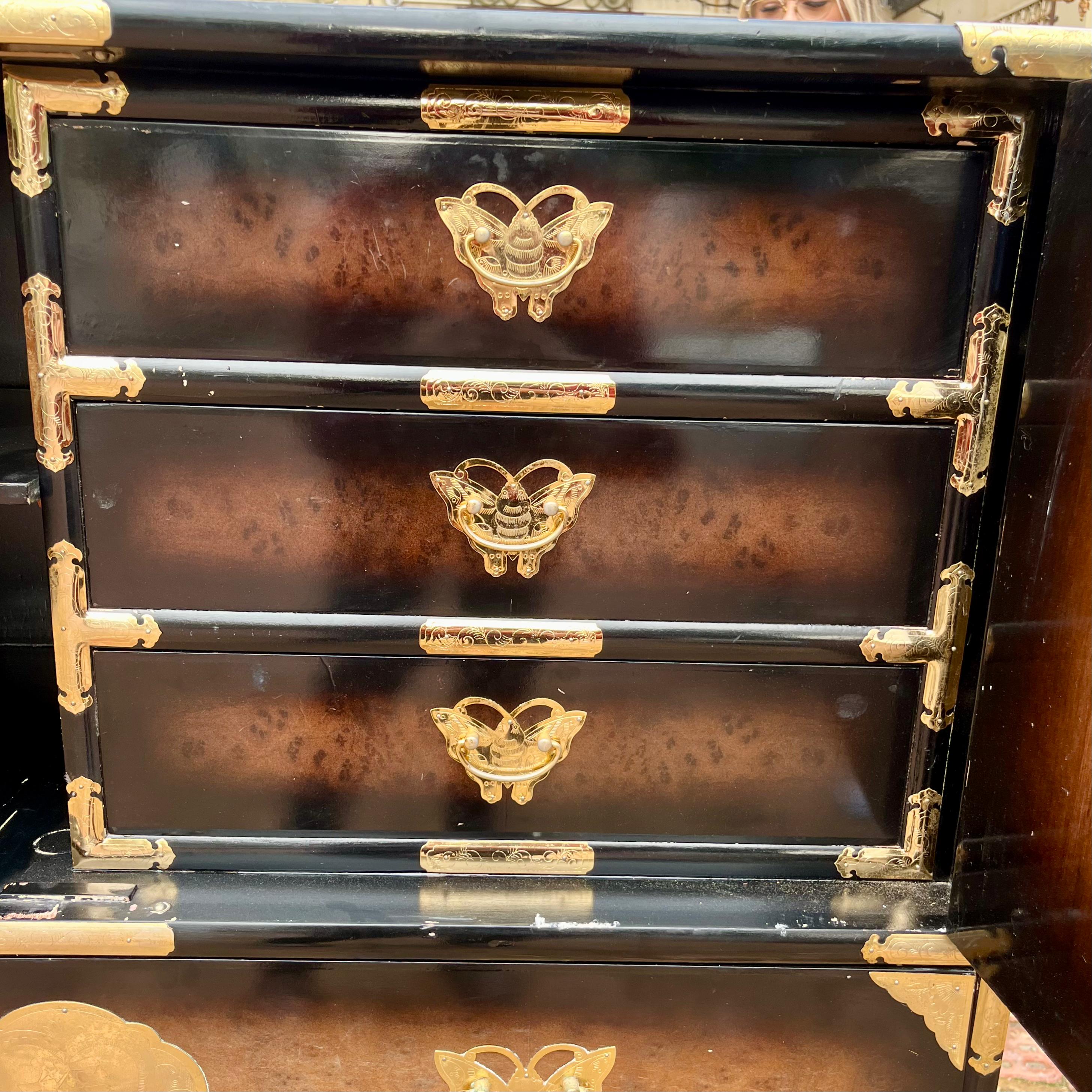 Vintage Korean Tansu Chest with Brass Mounts