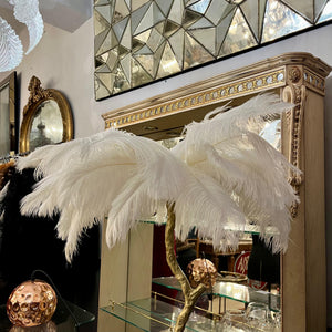 Solid Brass Ostrich Feather Table Lamp, Contemporary