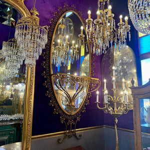 Wrought Iron Mirror with Marble Console