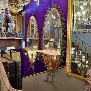 Wrought Iron Mirror with Marble Console