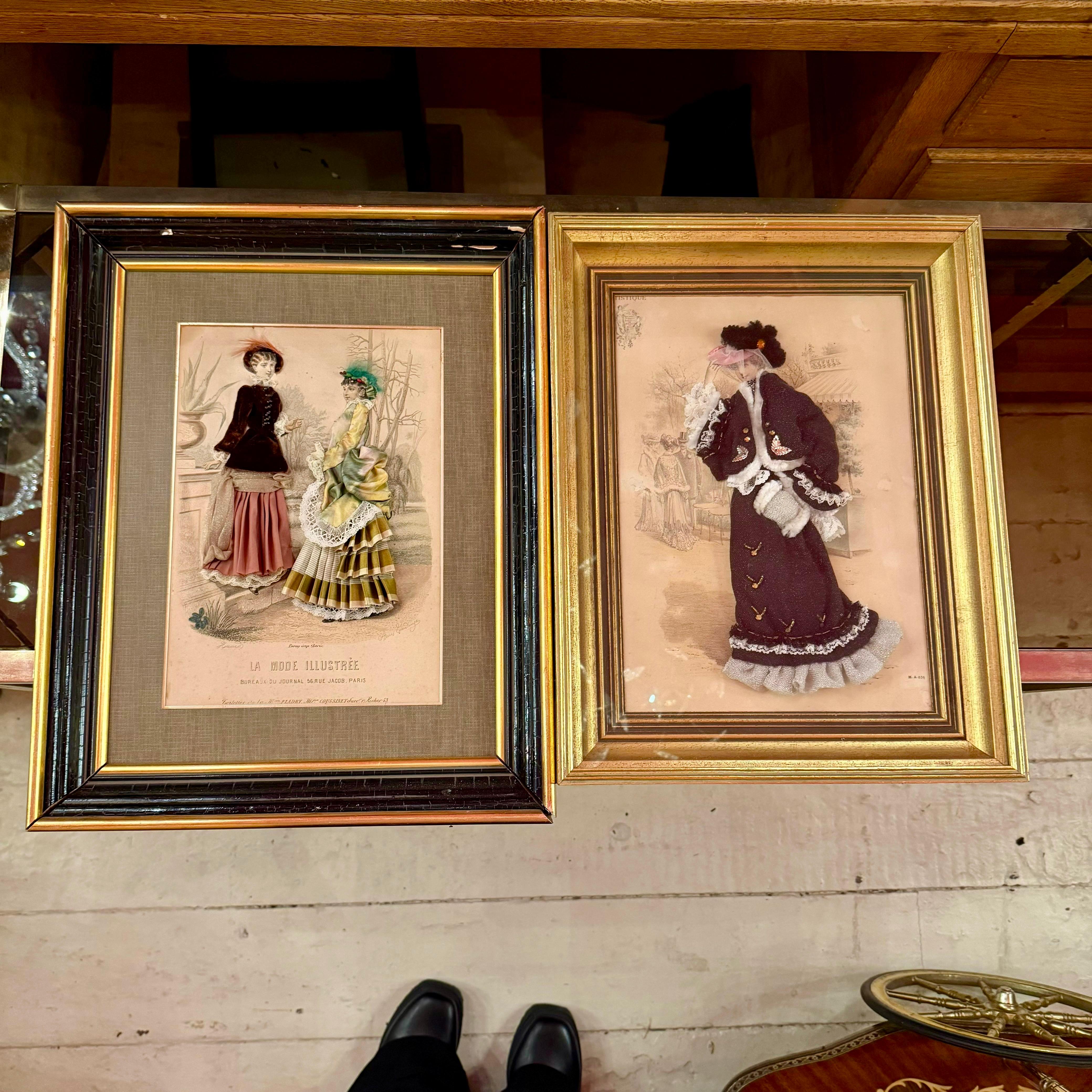 Vintage Framed Victorian Fashion Artworks