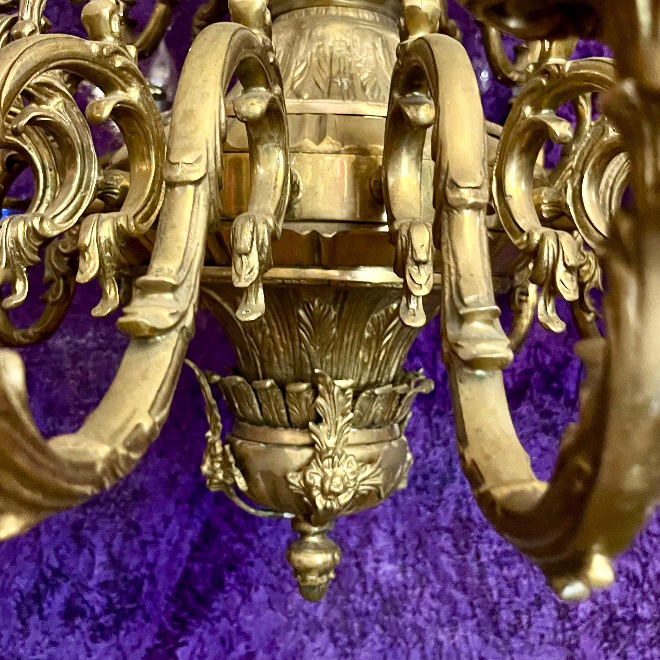 Monumental 24-Light Brass Chandelier, Early 20th Century