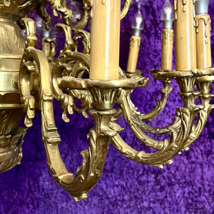Monumental 24-Light Brass Chandelier, Early 20th Century