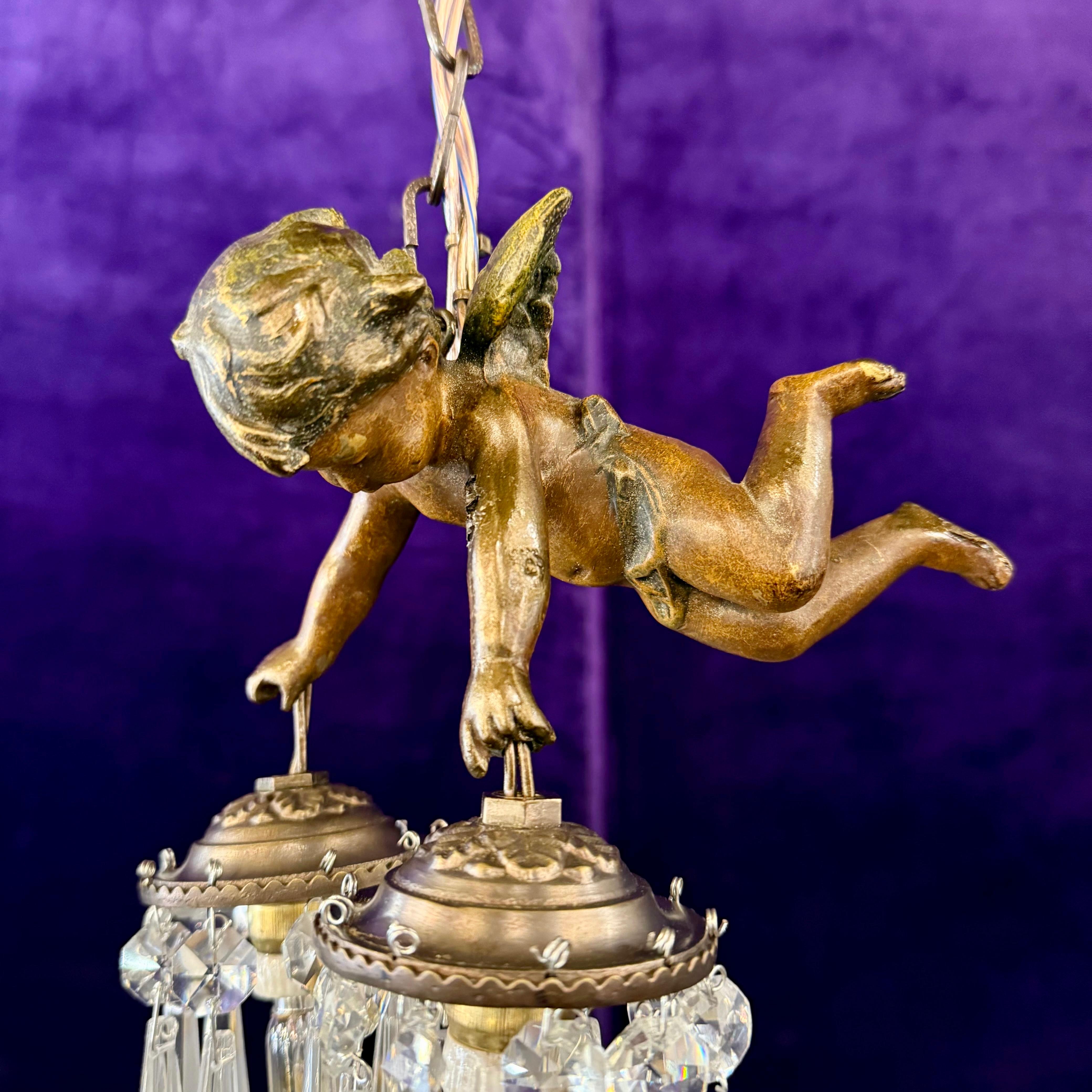 Custom Made Cherub Crystal Drop Pendant - SOLD