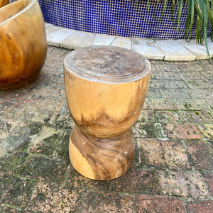 Carved Wooden Tub Chairs and Retro Wood Table