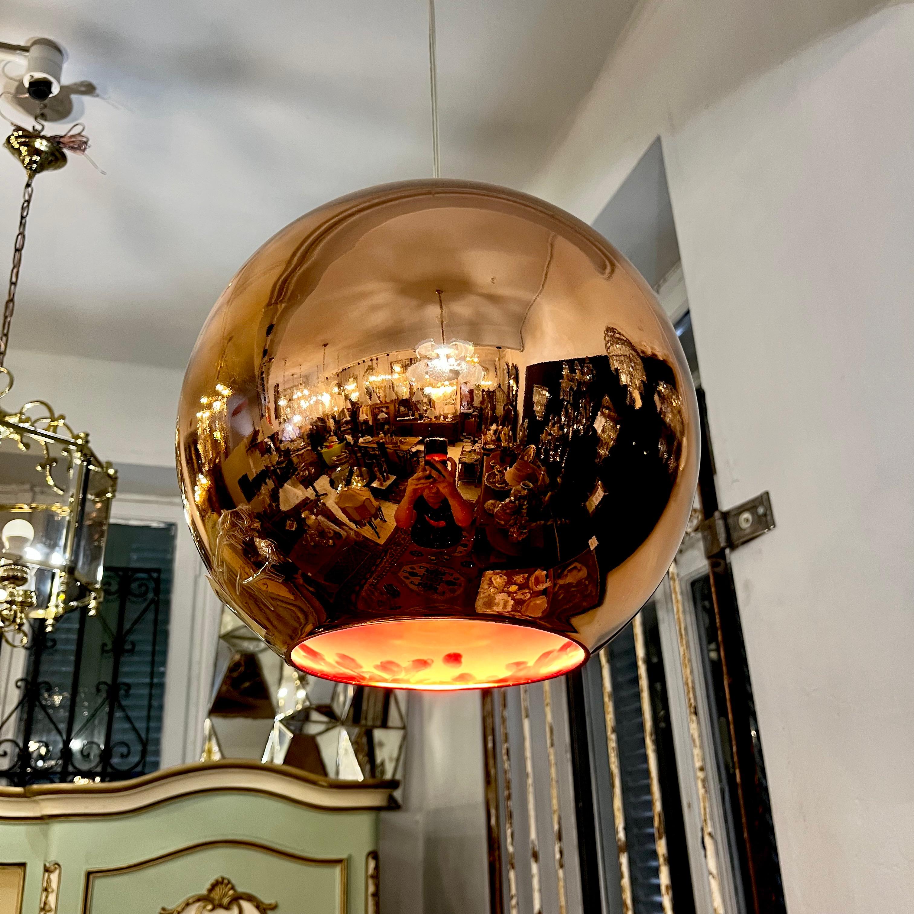 Single Copper Coloured Glass Pendant