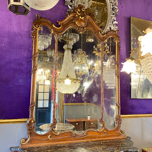 Opulent Italian Mirror & Console Set with Black Marble