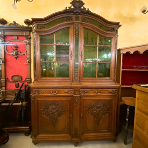 Antique French Oak Display Cabinet