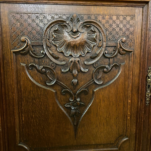 Antique French Oak Display Cabinet