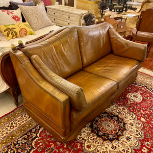 Vintage Leather Knoll Sofa with Arched Back