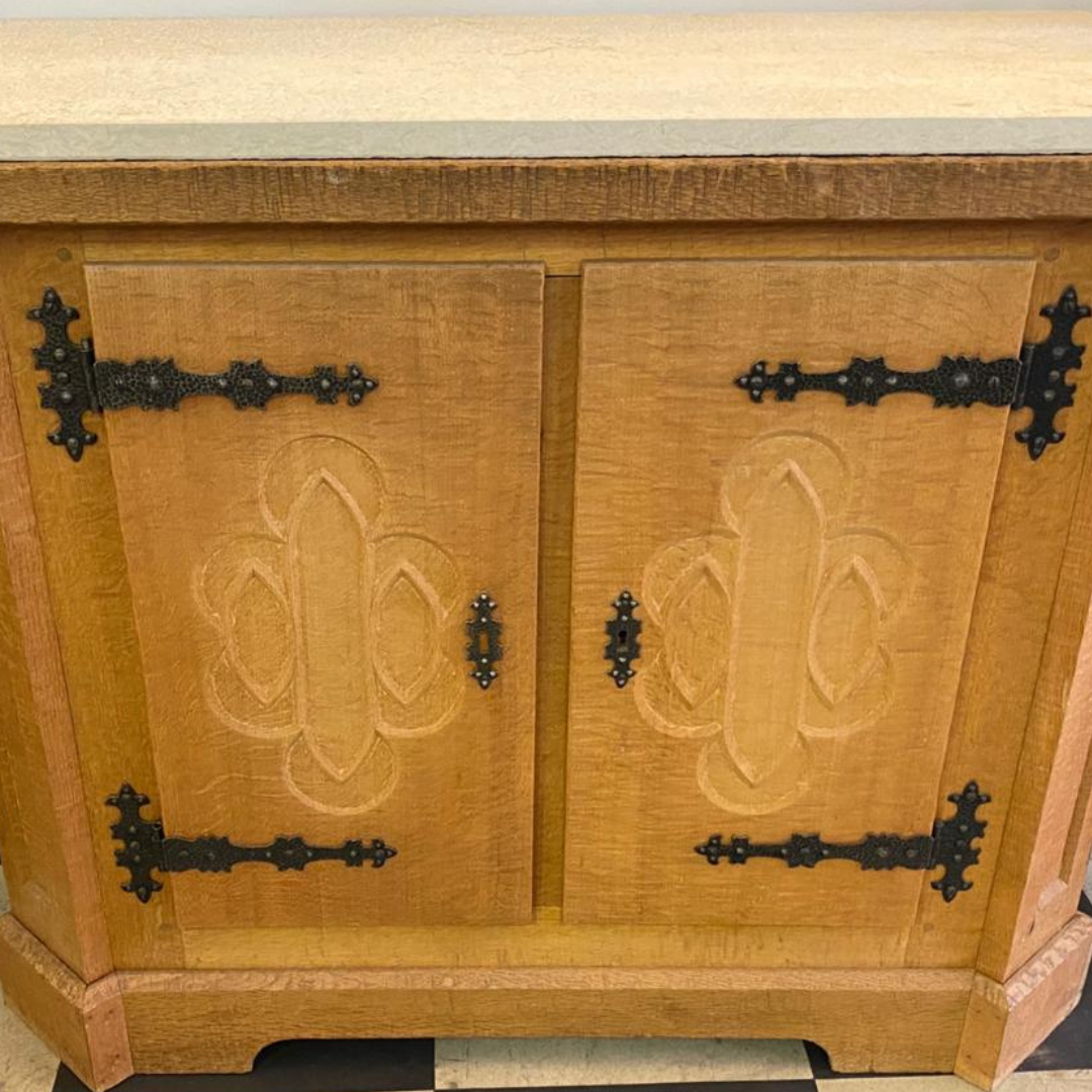 Antique Maple Wood Cabinet with Stone Top