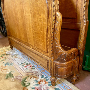 Antique Carved Oak Double Bed Frame