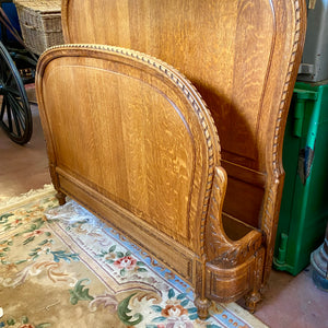 Antique Carved Oak Double Bed Frame