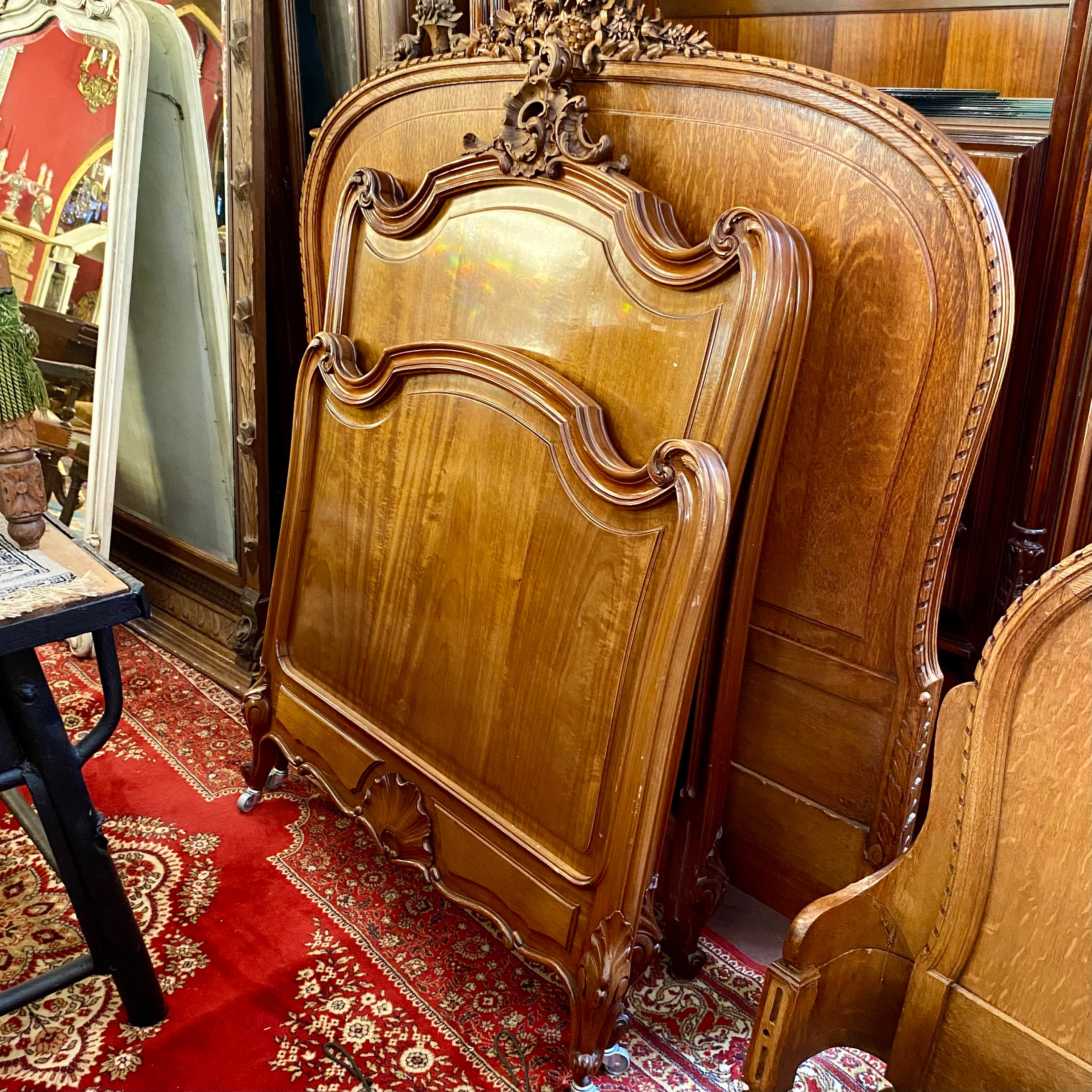 Pair of Antique Oak French Single Bed Frames