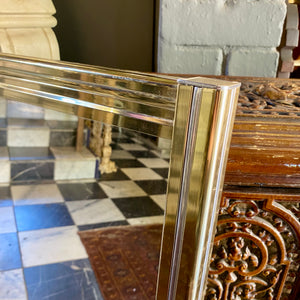 Vintage Polished Brass and Glass Mirror Console Set