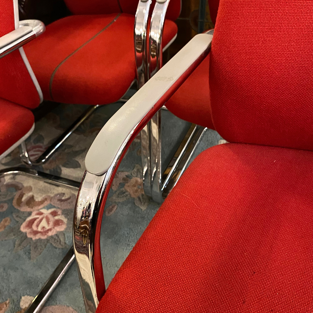 Set of four Red Modernist Chairs