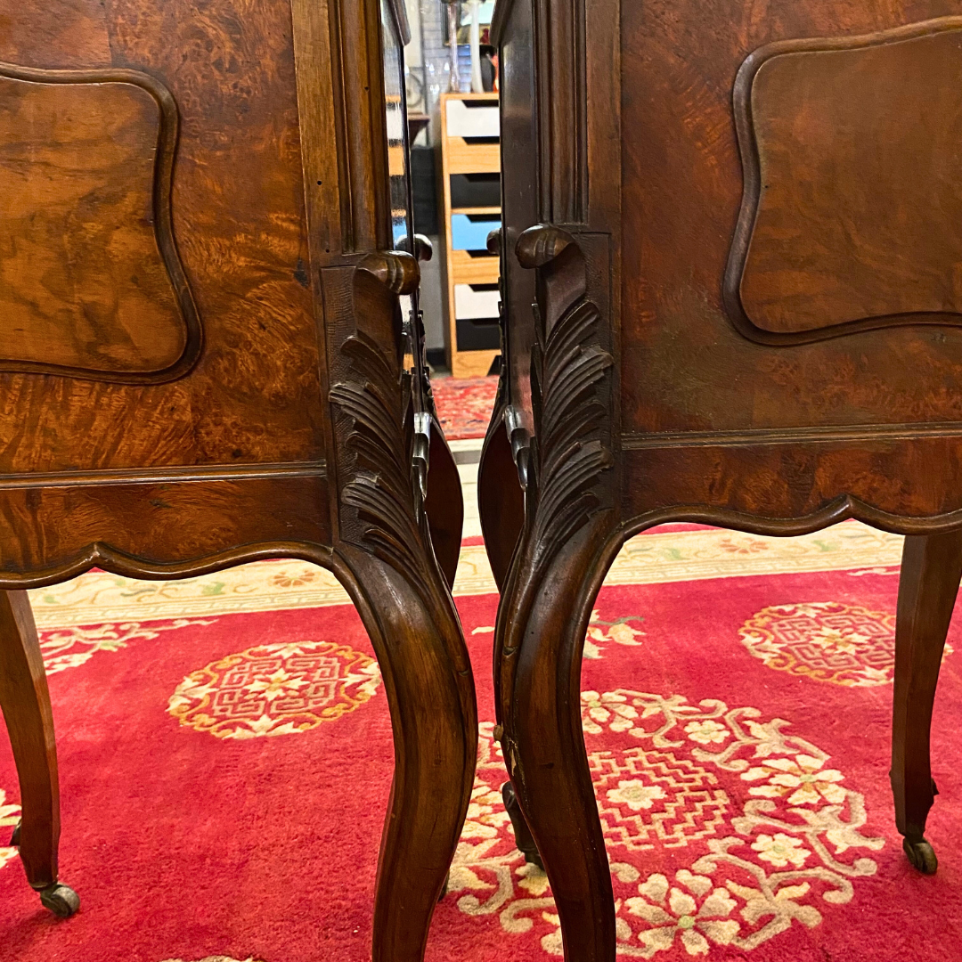 Pair of Antique Rosewood & Marble Pedestals