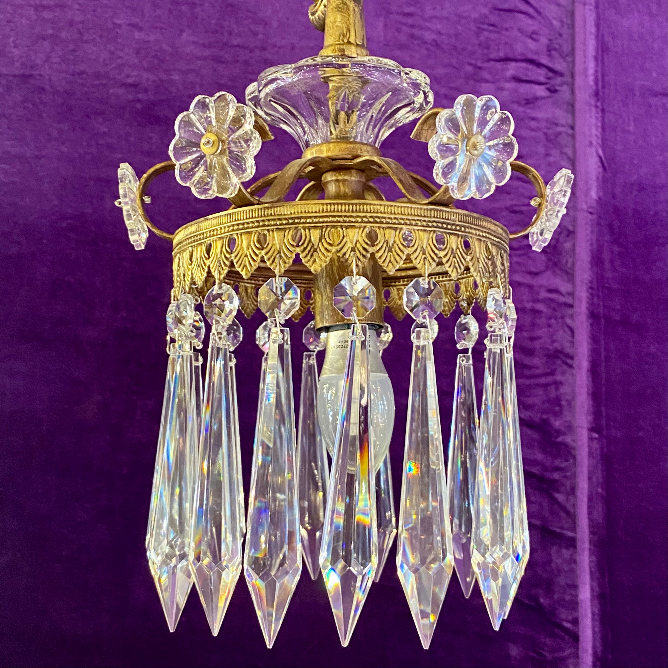 Very Large Gilt Metal and Crystal Chandelier